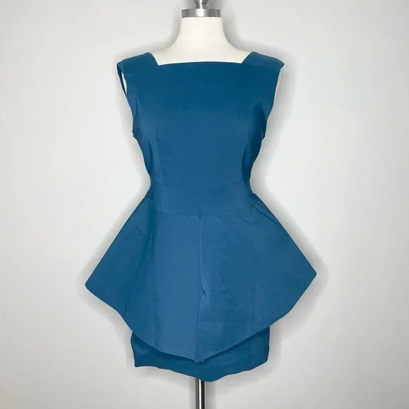 Caribbean Queen Dresses | Caribbean Queen Low Back Peplum Cocktail Mini Dress | Color: Blue | Size: L | Rtnoveltyshop's Closet